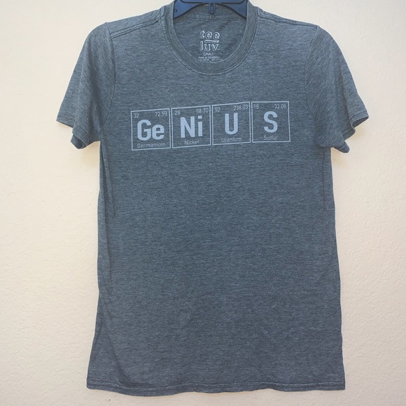 ✅ Tee Luv Gray GENIUS T-Shirt Small - Picture 1 of 6